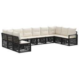 vidaXL Kerti Kanapé Szett 10 pcs Fekete polirattan