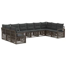 vidaXL Kerti Kanapé Szett 10 pcs Szürke polirattan