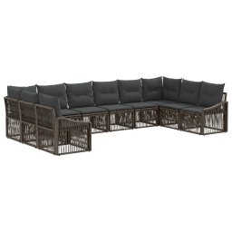 vidaXL Kerti Kanapé Szett 10 pcs Szürke polirattan