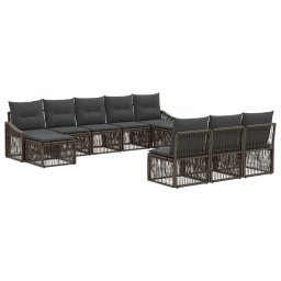 vidaXL Kerti Kanapé Szett 10 pcs Szürke polirattan