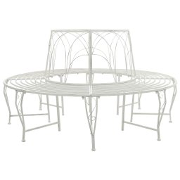 vidaXL Fa pad 8-Ülőhelyek száma Ø 160 x 89 cm Acél Antik fehér Kerek