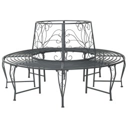 vidaXL Fa pad 8-Ülőhelyek száma Ø 160 x 89 cm Acél Ezüst Szürke Kerek