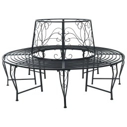 vidaXL Fa pad 8-Ülőhelyek száma Ø 160 x 89 cm Acél Fekete Kerek