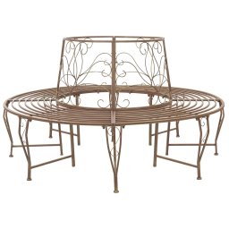vidaXL Fa pad 8-Ülőhelyek száma Ø 160 x 89 cm Acél Antik Barna Kerek