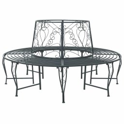 vidaXL Fa pad 8-Ülőhelyek száma Ø 160 x 89 cm Acél Ezüst Szürke Kerek