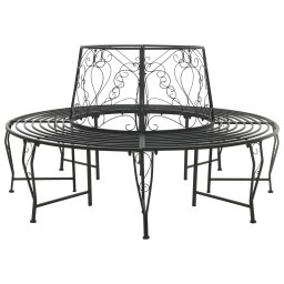 vidaXL Fa pad 8-Ülőhelyek száma Ø 160 x 89 cm Acél Fekete Kerek