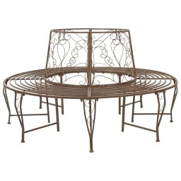 vidaXL Fa pad 8-Ülőhelyek száma Ø 160 x 89 cm Acél Antik Barna Kerek