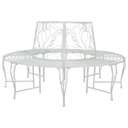 vidaXL Fa pad 8-Ülőhelyek száma Ø 160 x 89 cm Acél Antik fehér Kerek