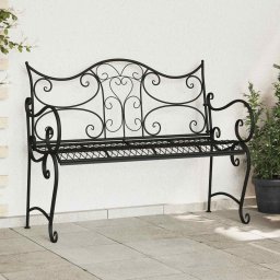 vidaXL Kerti pad 2-Ülőhelyek száma 114 x 56,5 x 90 cm Acél Fekete