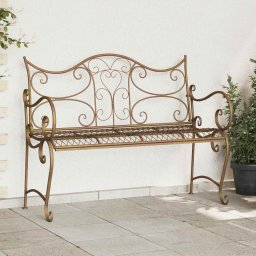 vidaXL Kerti pad 2-Ülőhelyek száma 114 x 56,5 x 90 cm Acél Antik Barna