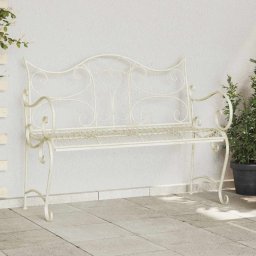 vidaXL Kerti pad 2-Ülőhelyek száma 114 x 56,5 x 90 cm Acél Antik fehér