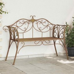 vidaXL Kerti pad 2-Ülőhelyek száma 130 x 47 x 90 cm Acél Antik Barna