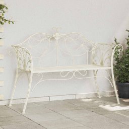 vidaXL Kerti pad 2-Ülőhelyek száma 130 x 47 x 90 cm Acél Antik fehér