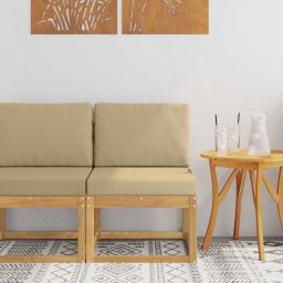 vidaXL Kültéri kanapé szett Fehér és Bézs 59 x 63 x 73 cm Tömör Akácfa