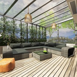 vidaXL 10 részes szürke polyrattan kerti ülőgarnitúra párnákkal