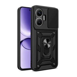 Defender szilikon telefonvédő (ütésállóság, tartógyűrű, kameravédő) FEKETE Xiaomi Poco F7
