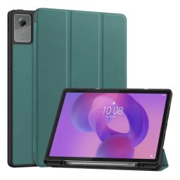 Tok álló, bőr hatású (aktív FLIP, oldalra nyíló, TRIFOLD, asztali tartó, ceruza tartó) SÖTÉTZÖLD Lenovo Idea Tab Plus (TB361FU)