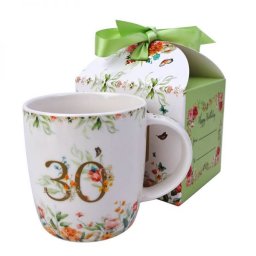 30. születésnapi porcelán bögre díszdobozban, masnival - 400 ml