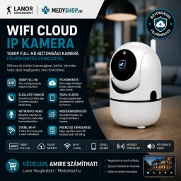 Cloud-kamera 1080P WiFi biztonsági kamera felhőmentés funkcióval mozgásérzékeléssel - Fehér