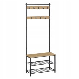Fém előszoba fal INDUSTRY 175 cm, fekete/dub sonoma