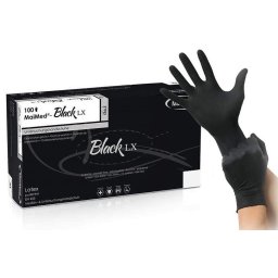 BLACK LX - pormentes fekete latex keszty 100 db