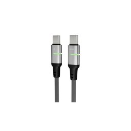 Tltkbel, USB-C - USB-C, 60W, 2 m, AVAX "CB632 Steely LED", fekete