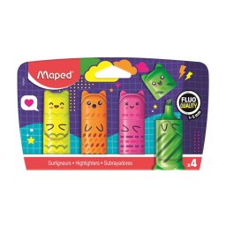 Szvegkiemel kszlet, 1-5 mm, MAPED ,,Fluo Peps Mini Kawaii", 4 klnbz szn