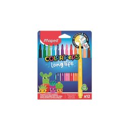 Filctoll kszlet, 3,7 mm, kimoshat, MAPED ,,Color'Peps Long Life 2", 12 klnbz szn