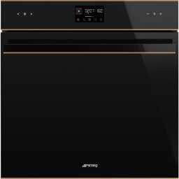 SMEG PIROLITIKUS HŐLÉGKEVERÉSES SÜTŐ, Dolce Stil Novo design, Galileo, 60 cm, ES LCD, fekete üveg, réz dísz