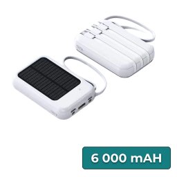 Powerbank napelemmel 4 töltőkábellel 6000mAH fehér