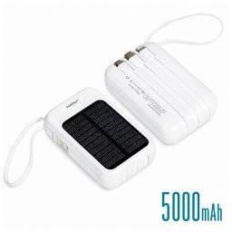 Powerbank napelemmel 4 töltőkábellel 5000mAH