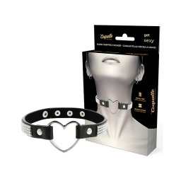 Coquette - strasszos choker szív medállal (fekete)