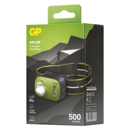 LED-es újratölthető fejlámpa GP Xplor PHR17, 500 lm