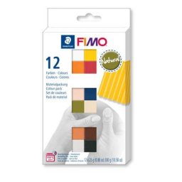 Gyurma, készlet, 12x25 g, égethető, FIMO \Soft Natural\, 12 különböző szín