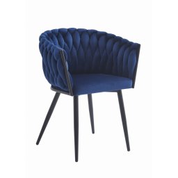 Bársonyos étkezőfotel ORION VELVET fekete lábakkal, sötétkék