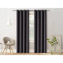 Függöny OXFORD LIGHT 140x270 cm, fekete Felfüggesztés: Fém gyűrűk