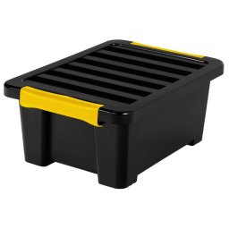 Rotho DIY EASY tároló doboz 11L - fedeles műanyag rendszerező, fekete