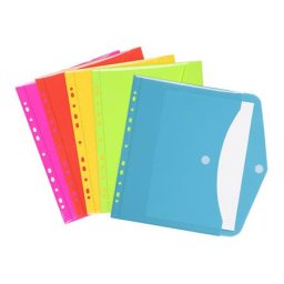 VIQUEL Irattartó tasak, A4, PP, patentos, VIQUEL "Happy Fluo", vegyes színek