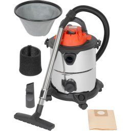 Ipari száraz-nedves porszívó, Strend Pro MWD192, ezüst/fekete, 1200 W, 18 kPa, tartály: 20 l, 1,5 m szívótömlő, rozsdamentes acél tartály