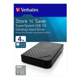 Verbatim külső merevlemez, Store N Save, 3,5", USB 3.0 (3.2 Gen 1), 4TB, 47685, Fekete