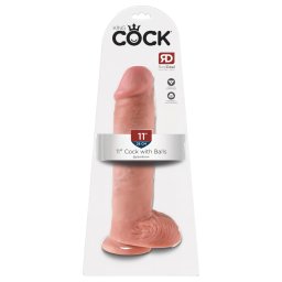King Cock 11 - tapadókorongos, herés dildó (28 cm, testszínű)