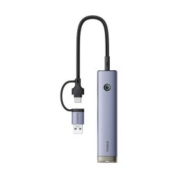 Baseus UltraJoy 4 az 1-ben Hub USB-A-USB-C 3xUSB3.0+USB-C+RJ45, szürke