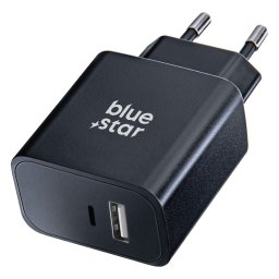Bluestar TFB-TC-25WPD USB-C-USB-A hálózati töltő adapter, QC4.0, PD, 3A, 25W, fekete