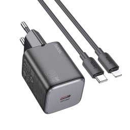 Hoco N40 USB-C hálózati töltő adapter USB-C-USB-C töltő-és adatkábellel, QC, PD, 20W, fekete
