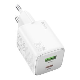 Hoco N41 USB-C-USB-A hálózati töltő adapter, QC3.0, PD, 3A, 20W, fehér