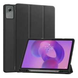 Tok álló, bőr hatású (aktív FLIP, oldalra nyíló, TRIFOLD, asztali tartó, ceruza tartó) FEKETE Lenovo Idea Tab Plus (TB361FU)