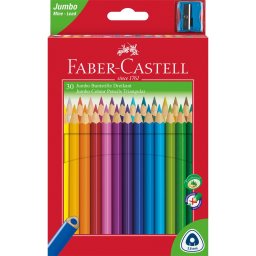 Színes ceruza készlet háromszögletű + hegyező Jumbo Junior Faber-Castell 30klf. szín