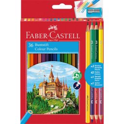 Színes ceruza készlet bicolor hatszögletű +grafit +hegyező Faber-Castell 36db+3+1klf. szín