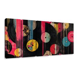 5 részes kép retro bakelit lemezek