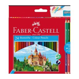 Színes ceruza készlet bicolor hatszögletű + hegyezővel Faber-Castell 24+3klf. szín